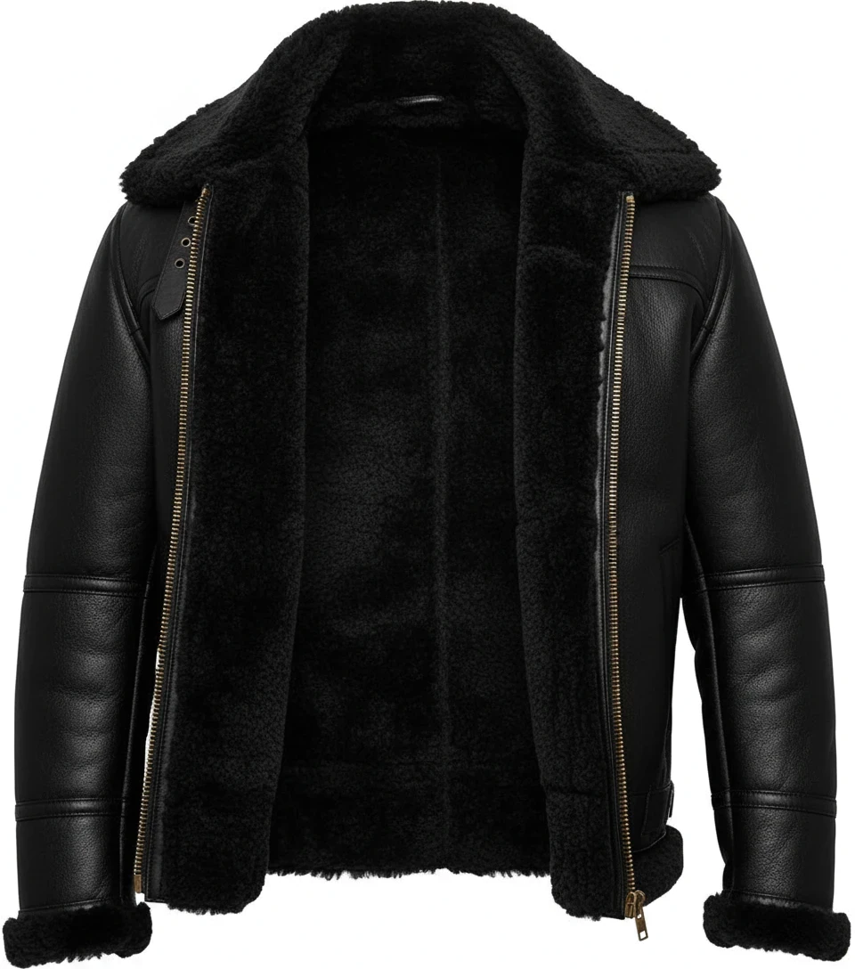 Black B3 Bomber Leather Jacket