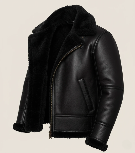 Black B3 Bomber Leather Jacket