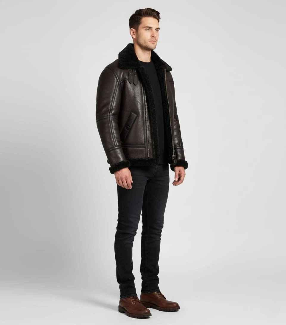 Black sheepskin jacket