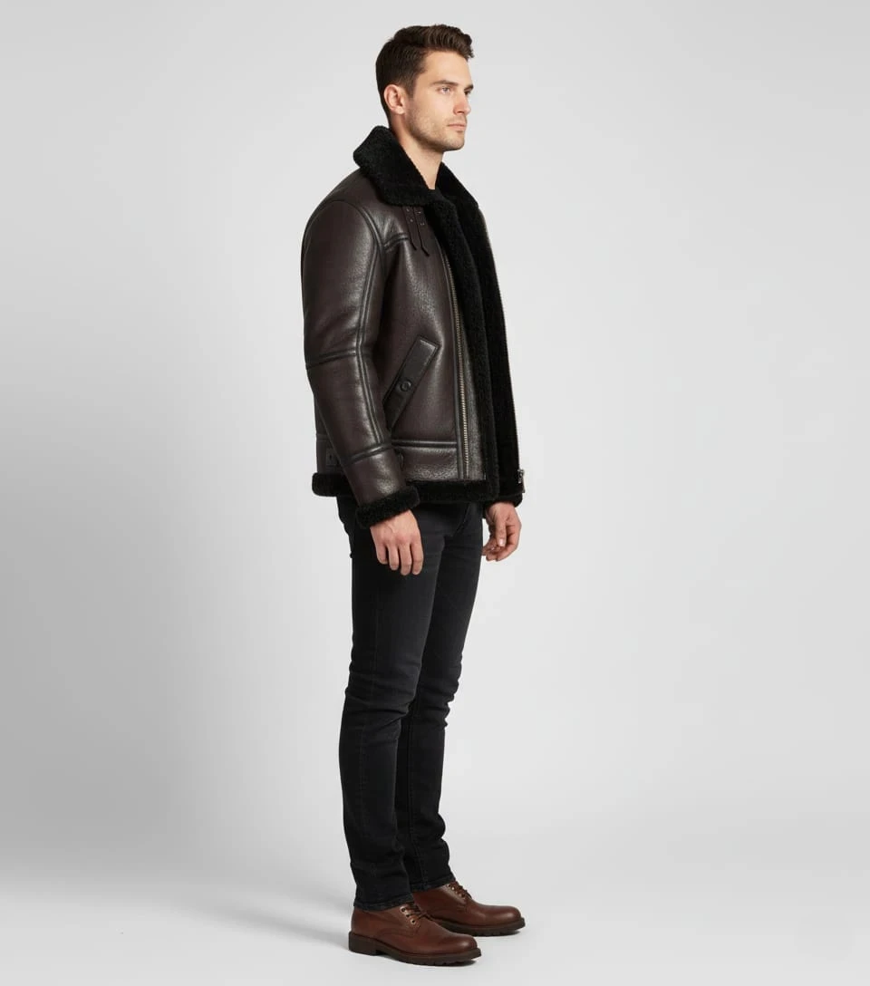 Black sheepskin jacket