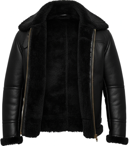 Black B3 Bomber Leather Jacket