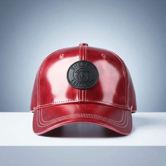 Glossy Red Leather Cap