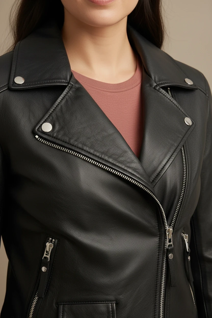 Swaik Leather Moto Jacket For Women